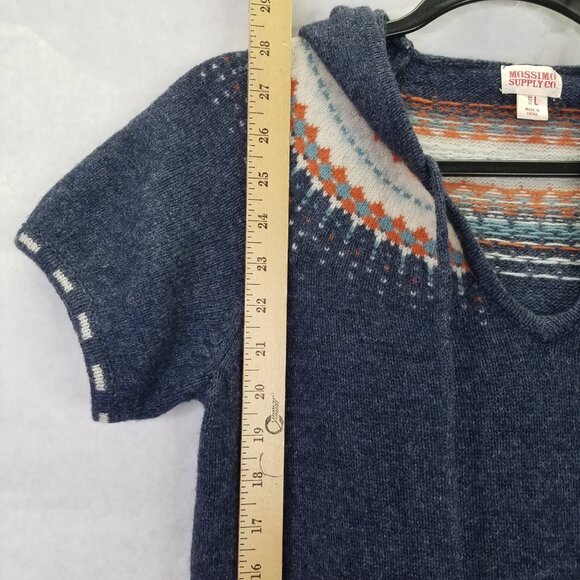 Blue Knit Wool Women's Top with Hood - Picture 11 of 14